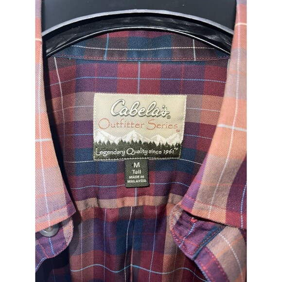 Cabela's Shirt Medium Tall Long Sleeve Button Down Plaid Outfitter Series Pocket - Picture 2 of 3